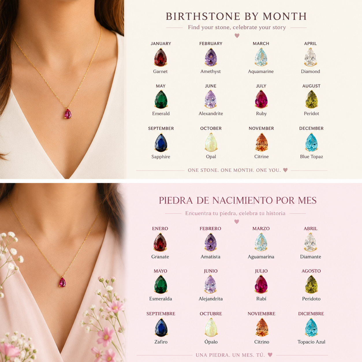 Water Drop Diamond Necklac Birthstone