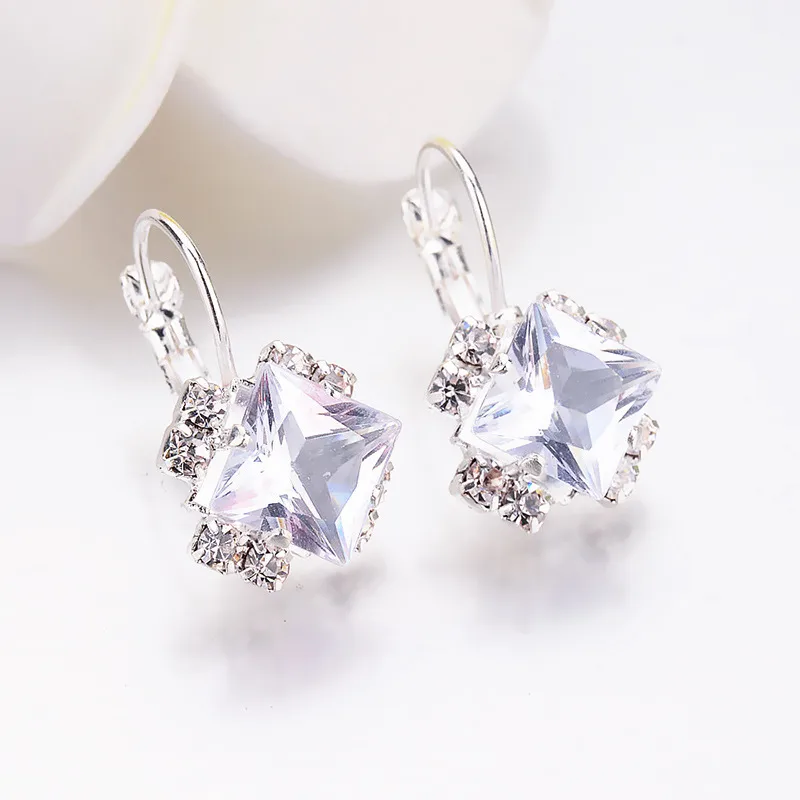 Fashion Rhombus Alloy Plating Rhinestones Women's Earrings