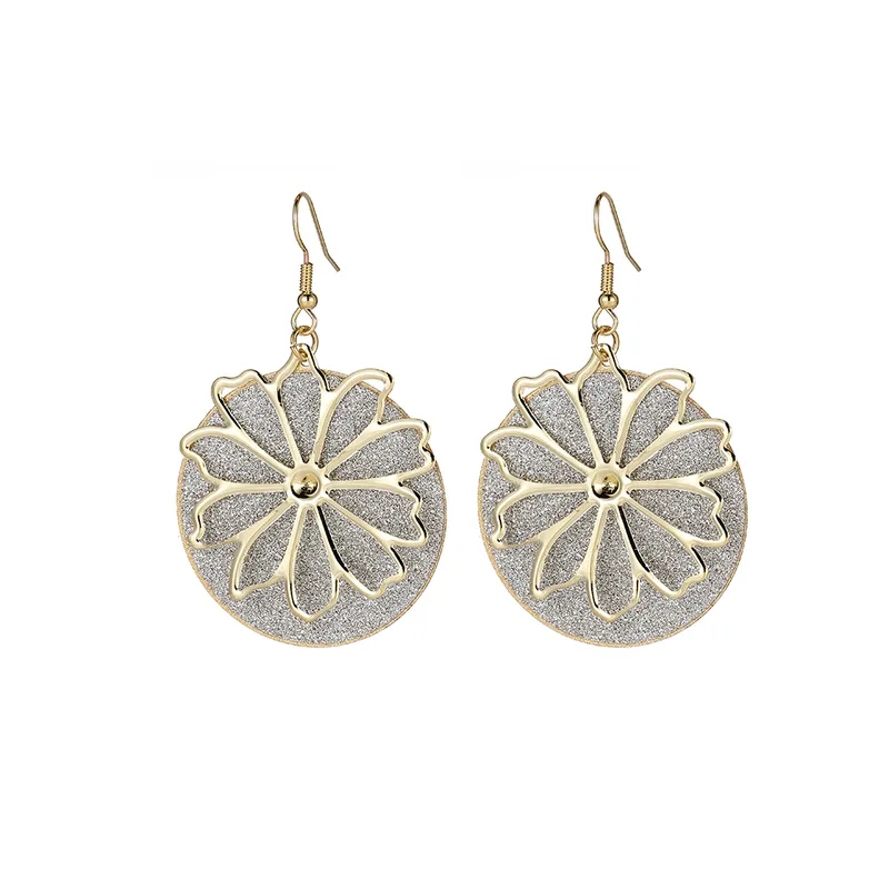 Elegant shiny flower drop earring