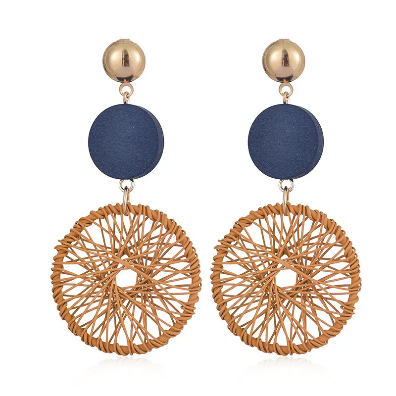 Fashion Geometric Wood Hollow Out Drop Earrings